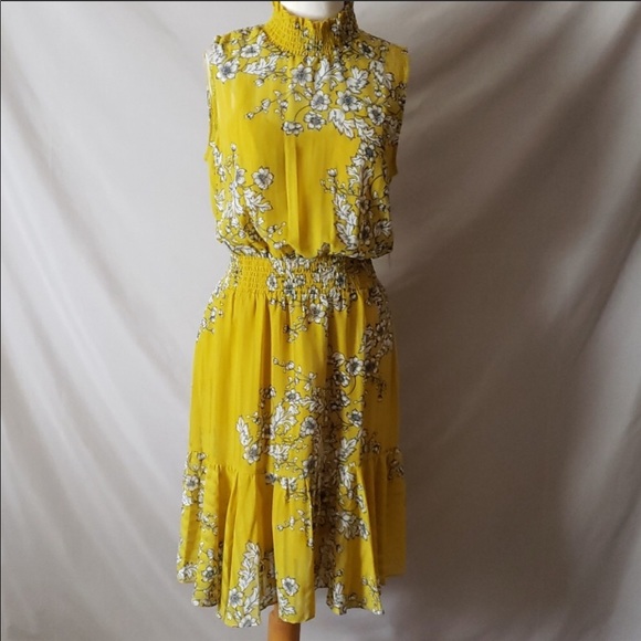 Nanette Lepore Smocked High Neck Floral Dress - Picture 10 of 10